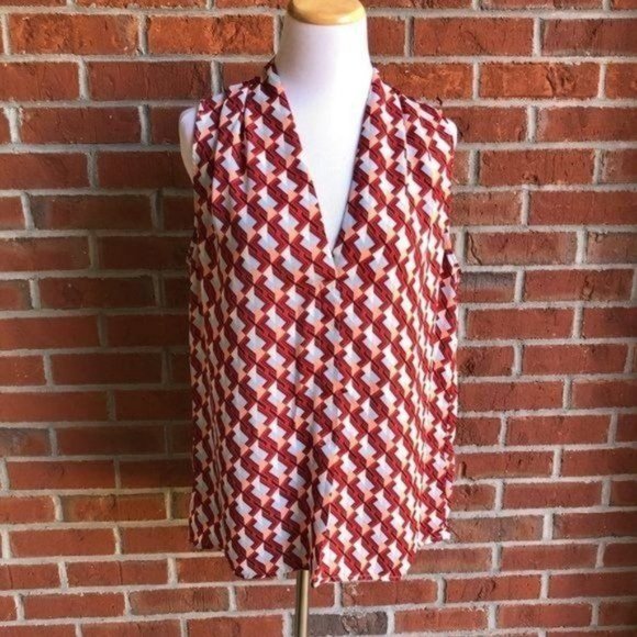 Laundry By Shelli Segal Geometric Hi-Lo‎ Sleeveless Top - Size L - Picture 1 of 9